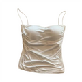 Women'S Sleeveless Pleated Slim Fit Vest Sexy Hot Girl Short Top With Waist Thin Shoulder Straps Solid Color Simple Fashion